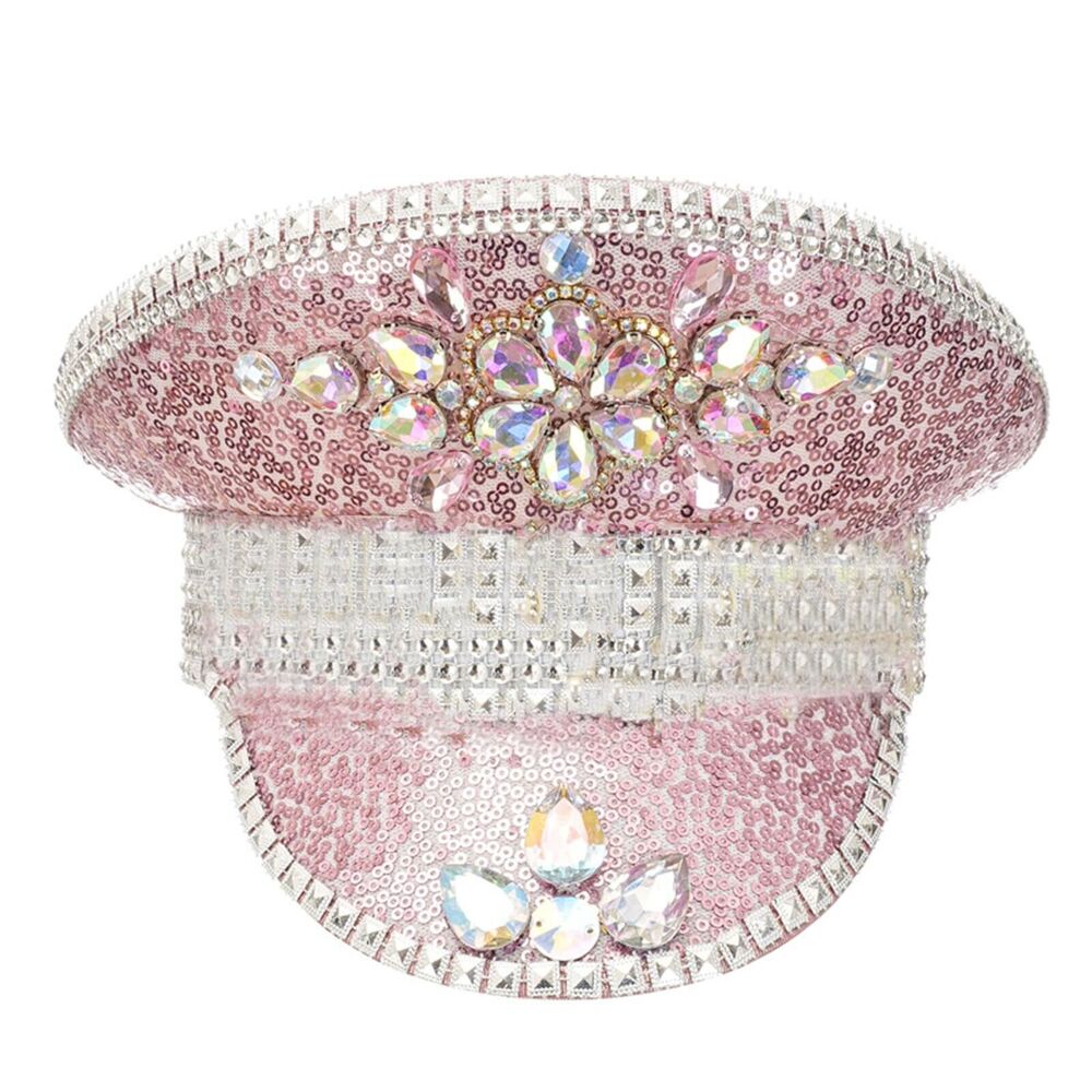 Sparkling Pink Sequin Hat with Crystal Details